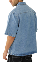 Patch Pocket Short-Sleeve Denim Shirt